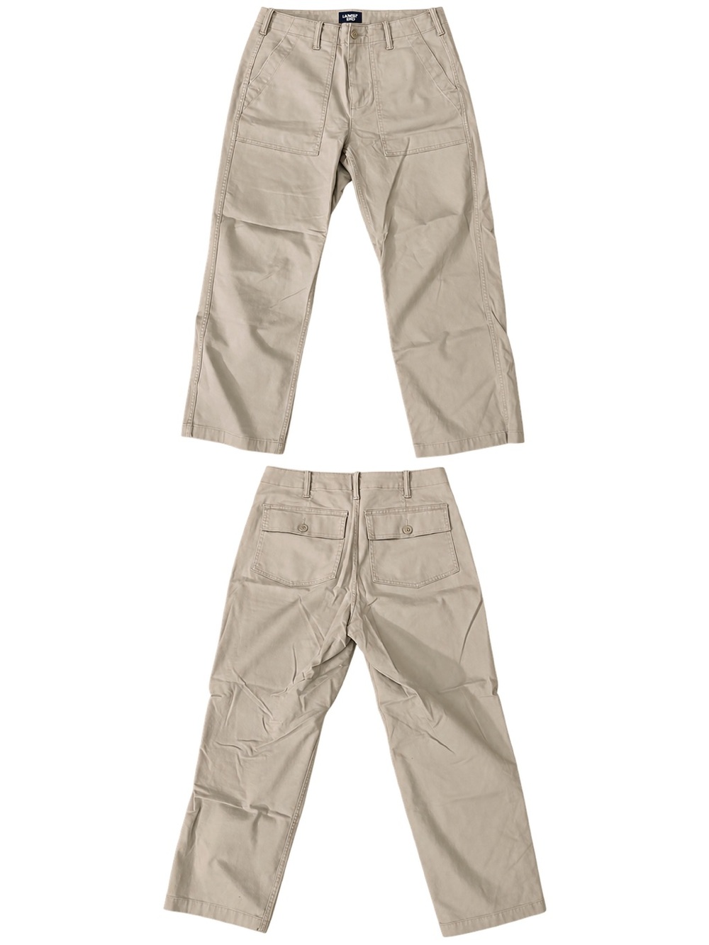 Lands’ End Utility Pants Gray Cotton Stretch Straight Leg Cargo Chino”
